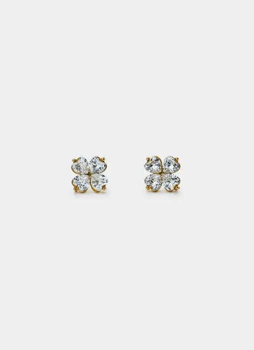 Four Leaf Stud Earrings - 18K Gold Plated
