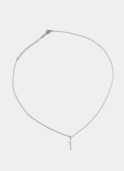 Silver Cross Necklace - Stainless Steel