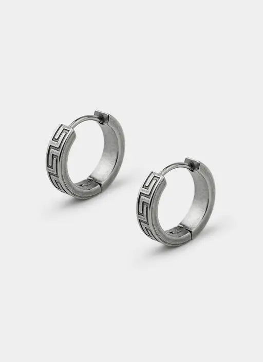Greca Band Earring 12mm - Stainless Steel