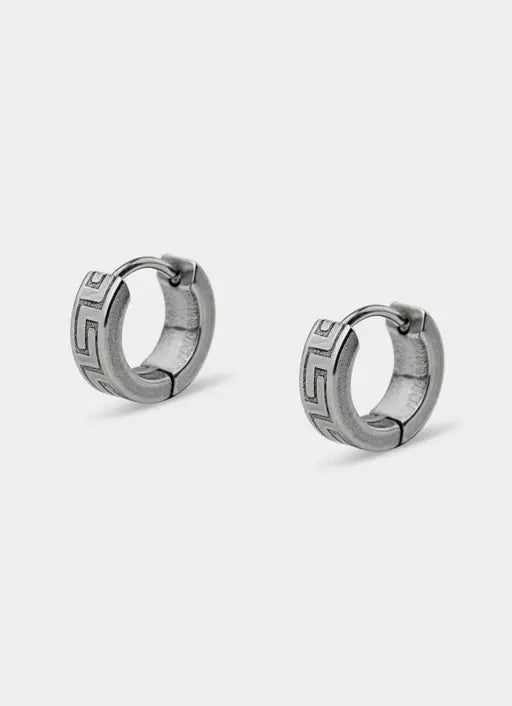 Greca Band Earring 8mm - Stainless Steel