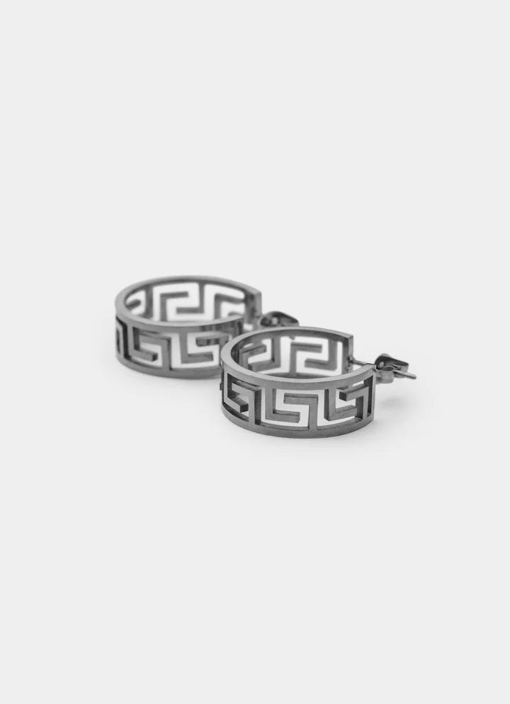Greca Link Earrings - Stainless Steel