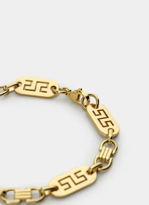 Greca Plate Bracelet 10mm - 18K Gold Plated
