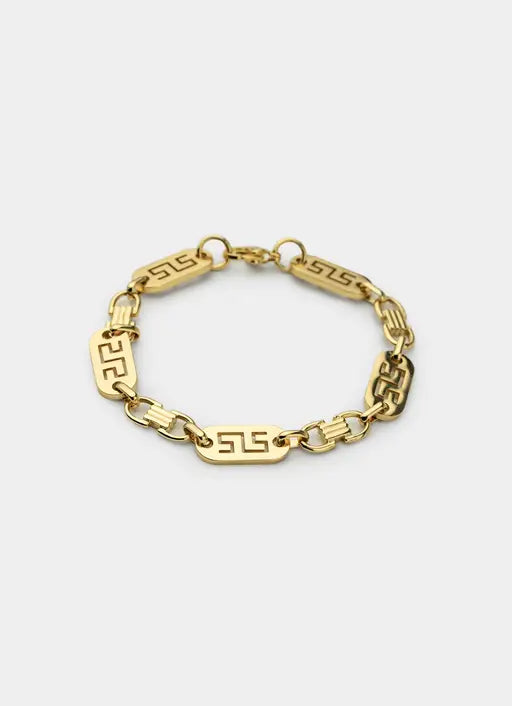 Greca Plate Bracelet 10mm - 18K Gold Plated