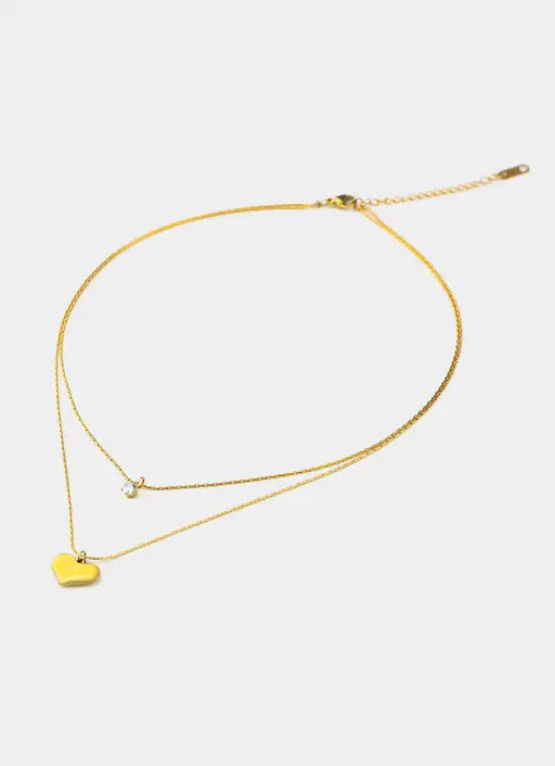 Heart Stacker Necklace - 18K Gold Plated