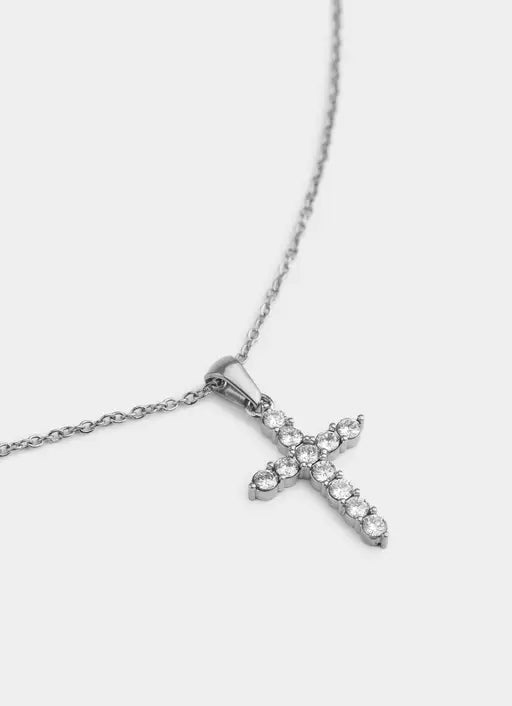 Icey Cross Necklace - Stainless Steel