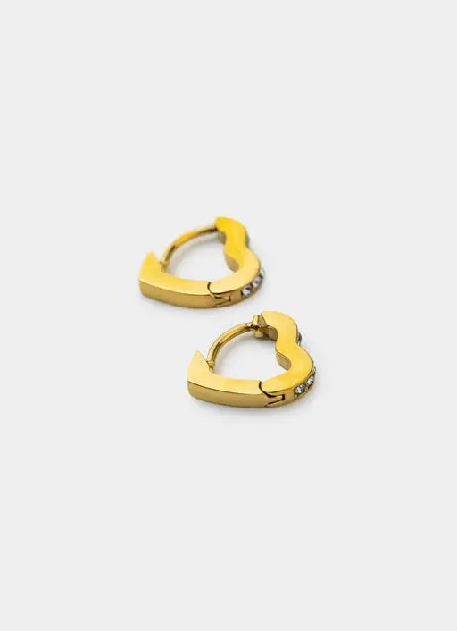 Icy Heart Earrings - 18K Gold Plated
