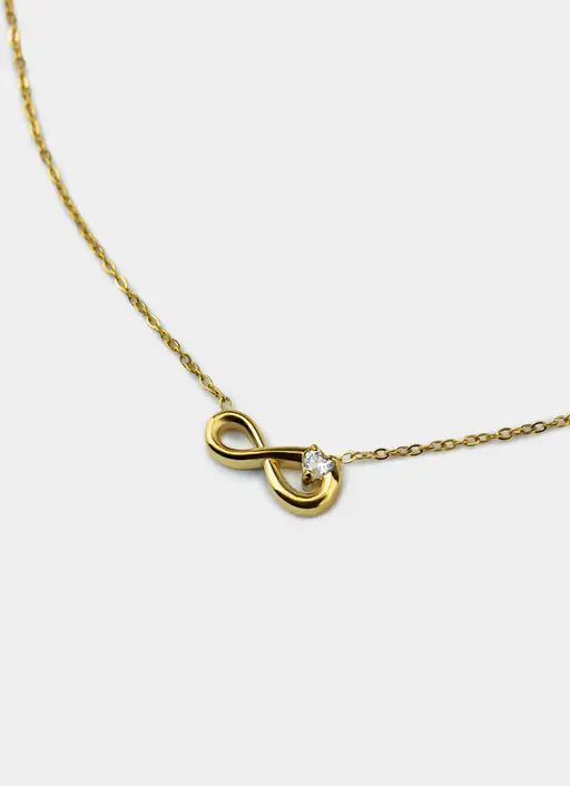 Infinity Stud Necklace - 18K Gold Plated