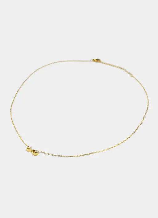 Infinity Stud Necklace - 18K Gold Plated