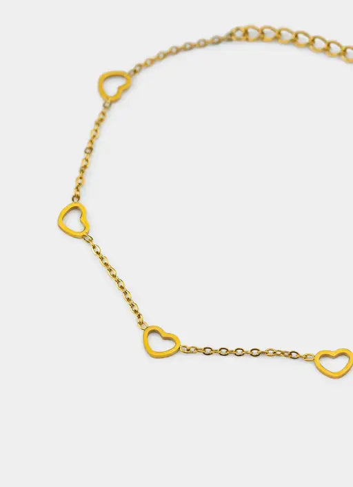 Mini Heart Charm Bracelet - 18K Gold Plated