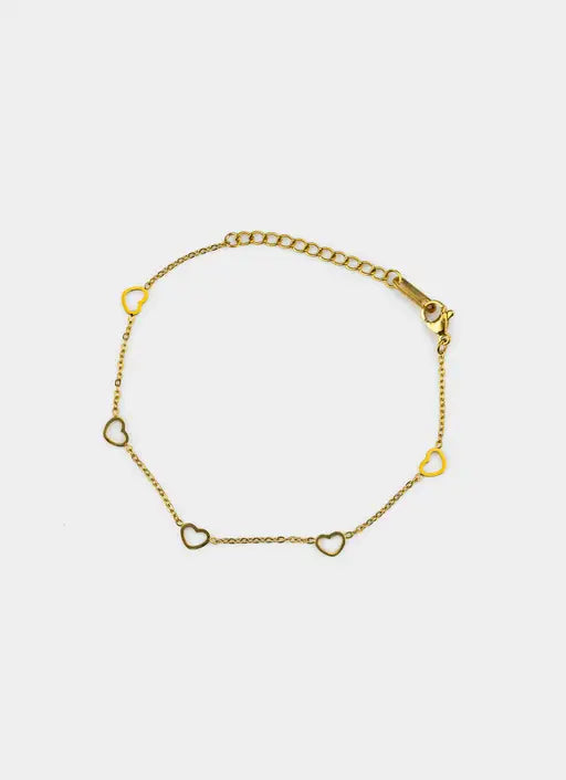Mini Heart Charm Bracelet - 18K Gold Plated