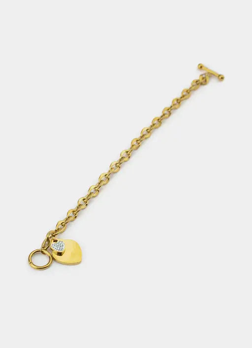 Multi Charm Heart Bracelet- 18K Gold Plated