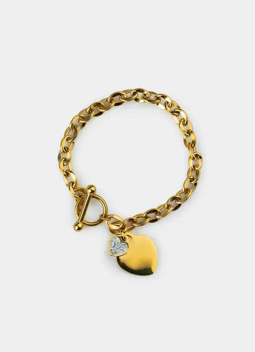 Multi Charm Heart Bracelet- 18K Gold Plated