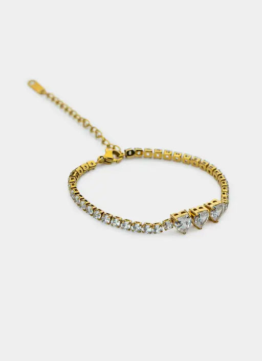 Triple Heart Tennis Bracelet - 18K Gold Plated