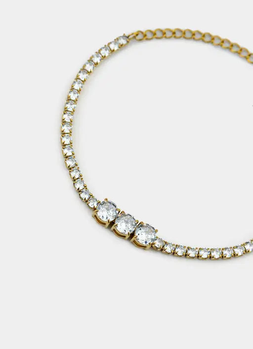 Triple Stone Tennis Bracelet - 18K Gold Plated
